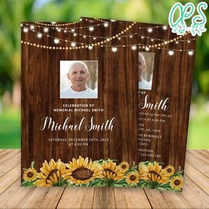 Printable Sunflower Memorial Card Template Instant Download