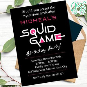 Squid game Invitation Customizable Template Instant Download