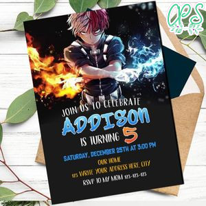 Shoto Todoroki Birthday Invitation Printable Instant Download