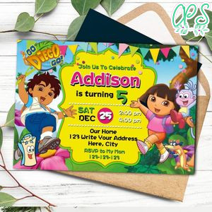 Dora and diego Invitation Customizable template Instant Download