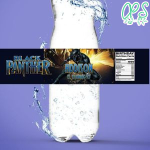 Black Panther Water Bottle Label Template to Print at Home Instant Download
