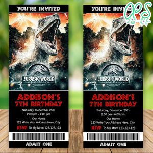 Editable Fallen Kingdom Birthday Ticket Invites Instant Download