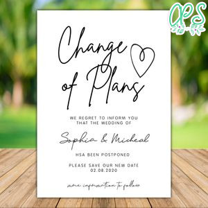Printable Postponed Wedding Cards Template Instant Download