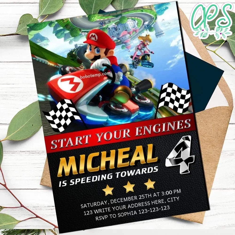 Custom Mario Kart Birthday Invitation Instant Download CustomPartyShirts