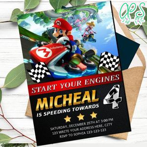 Custom Mario Kart Birthday Invitation Instant Download