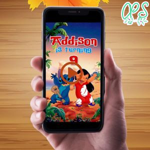Lilo and Stitch Video Invitation Digital Template Customizable Instant Download