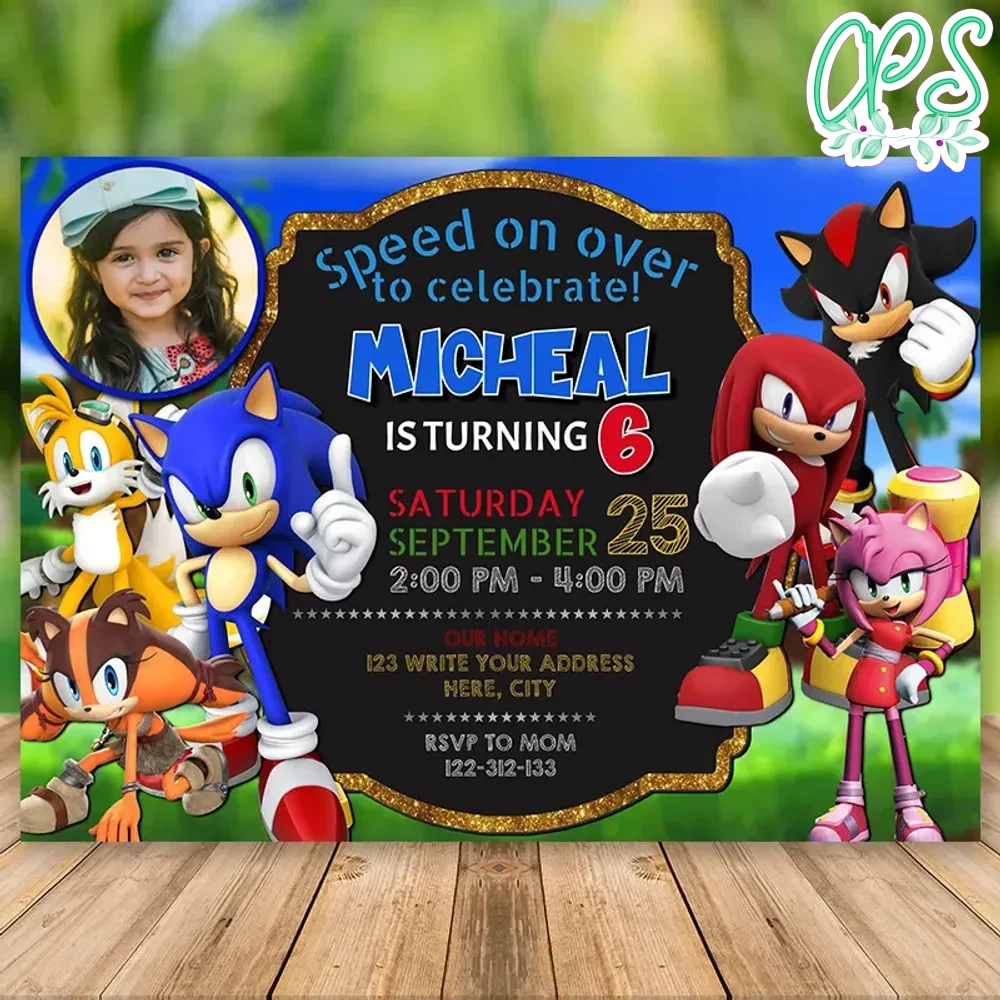Editable Sonic The Hedgehog Birthday Flyer With Photo DIY ...