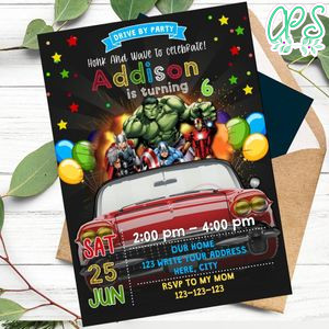 Superhero Avengers Drive By Birthday Parade Invitation Printable Instant Download