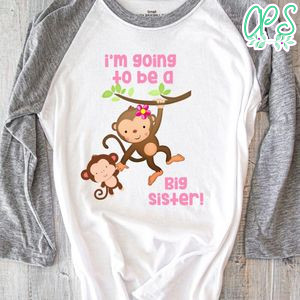 Adorable Monkeys I'm Going To be A Big Brother Iron On Transfer Shirt Template Instant Download