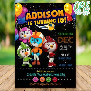 Printable Top Wing Birthday Invitation Instant Download