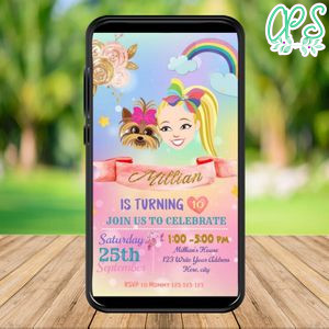Mobile Jojo Siwa Birthday Electronic Invite Invitation Instant Download