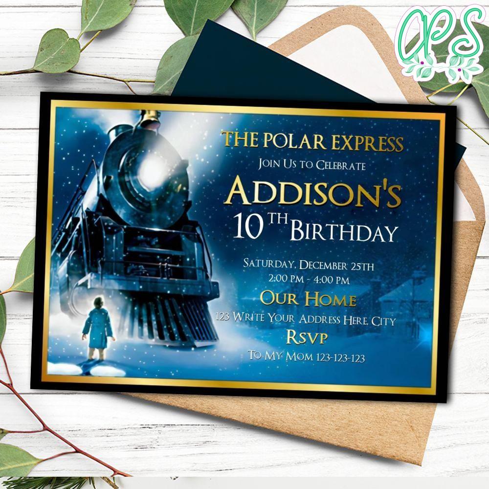 Polar Express Pajama Invitation Customizable Template