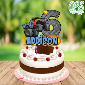 Monster Truck Birthday Cake Topper Template Printable Instant Download