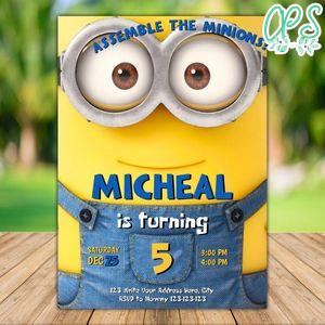 Printable Despicable Me Birthday Invitation Instant Download