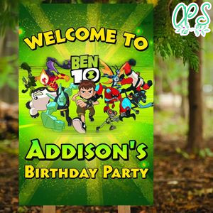 Ben 10 Birthday Welcome Sign Digital File Printable Instant Download