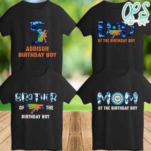 Dart Gun Family Matching Birthday Boy Iron On Transfer Shirt Template Instant Download