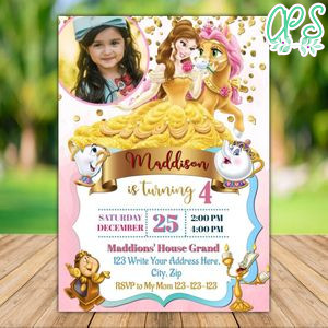 Editable Beauty And Beast Invitation With Photo Instant Download