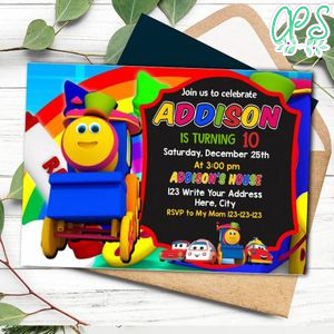 Bob The Train Invitation Template to Print at Home Instant Download