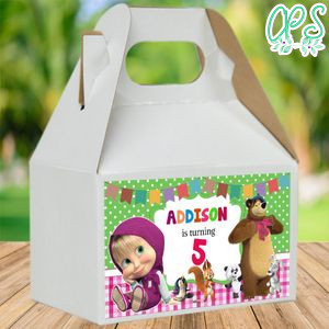 Masha and The Bear Gable Boxes Label Template to Print at Home Instant Download