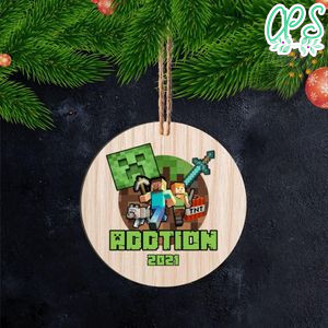 Minecraft Christmas Wood Ornament Gift