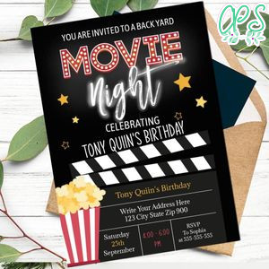 Backyard Movie Night Invitation Customizable Template Instant Download