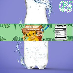 Lion King Birthday Water Bottle Label Template to Print at Home Instant Download