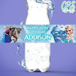 Disney Frozen Birthday Water Bottle Label Template to Print at Home Instant Download