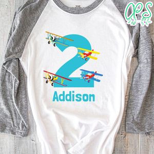 Vintage Airplane Birthday Iron On Transfer Tshirt Instant Download