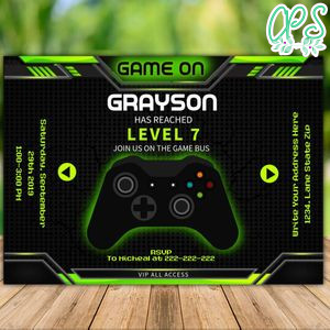 Printable Video Game Bus Party Invitation Instant Download