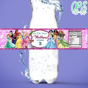Disney Princess Water Bottle Label Template to Print at Home Instant Download