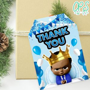 Black Boss Baby Thank you tag Template to Print at Home Instant Download