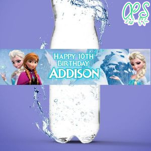 Frozen Elsa and Anna Birthday Water Bottle Label Template to Print at Home Instant Download
