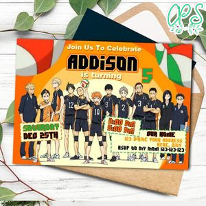 Haikyuu Invitation Template to Print at Home Instant Download