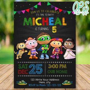 EDITABLE Super Why Birthday Invitation Digital File