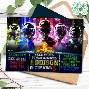 Mighty Morphin power rangers Invitation Customizable Template Instant Download