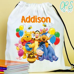 Personalised Winnie the Pooh Drawstring Bag