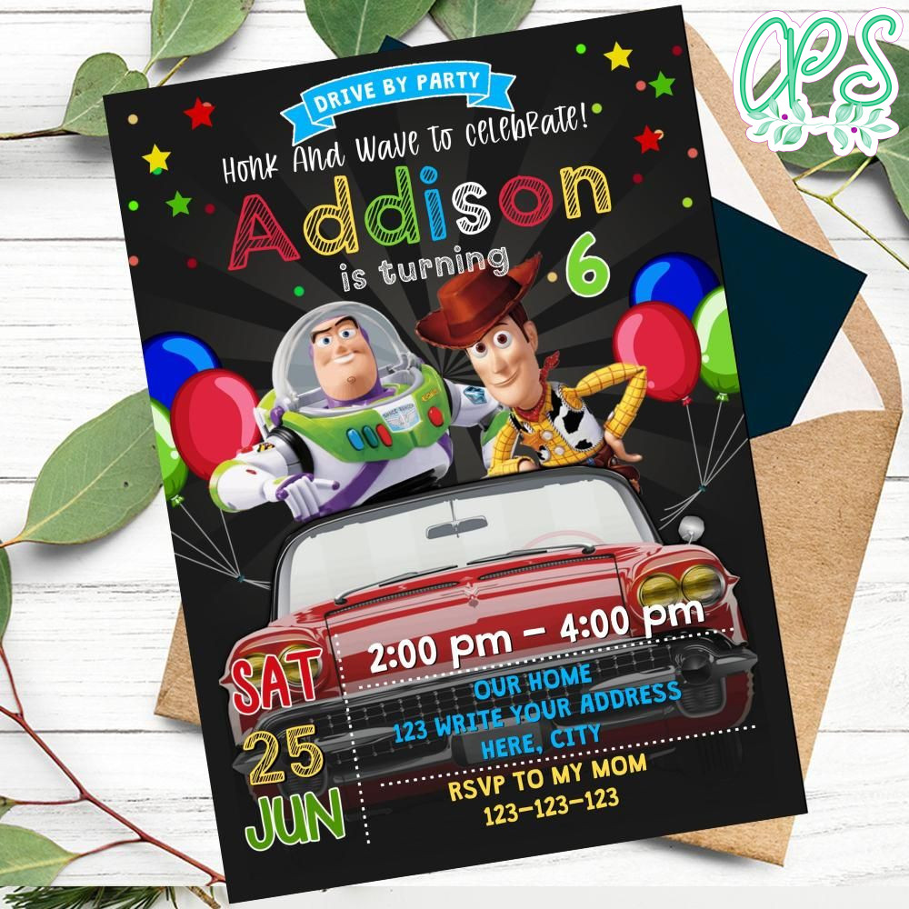 Toy Story 4 Drive By Birthday Parade Invitation Printable DIY