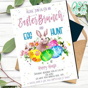 Easter Brunch Party Invitation Template to Print at Home Instant Download