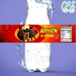 African American Incredibles Birthday Water Bottle Label Template to Print at Home Instant Download