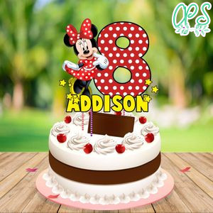 Minnie Mouse Birthday Cake Topper Template Printable Instant Download