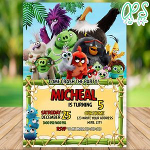 Editable Angry Birds Movie Birthday Invitation Instant Download