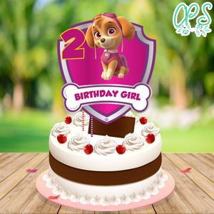 Printable Girl Paw Patrol Birthday Cake Topper Template Instant Download