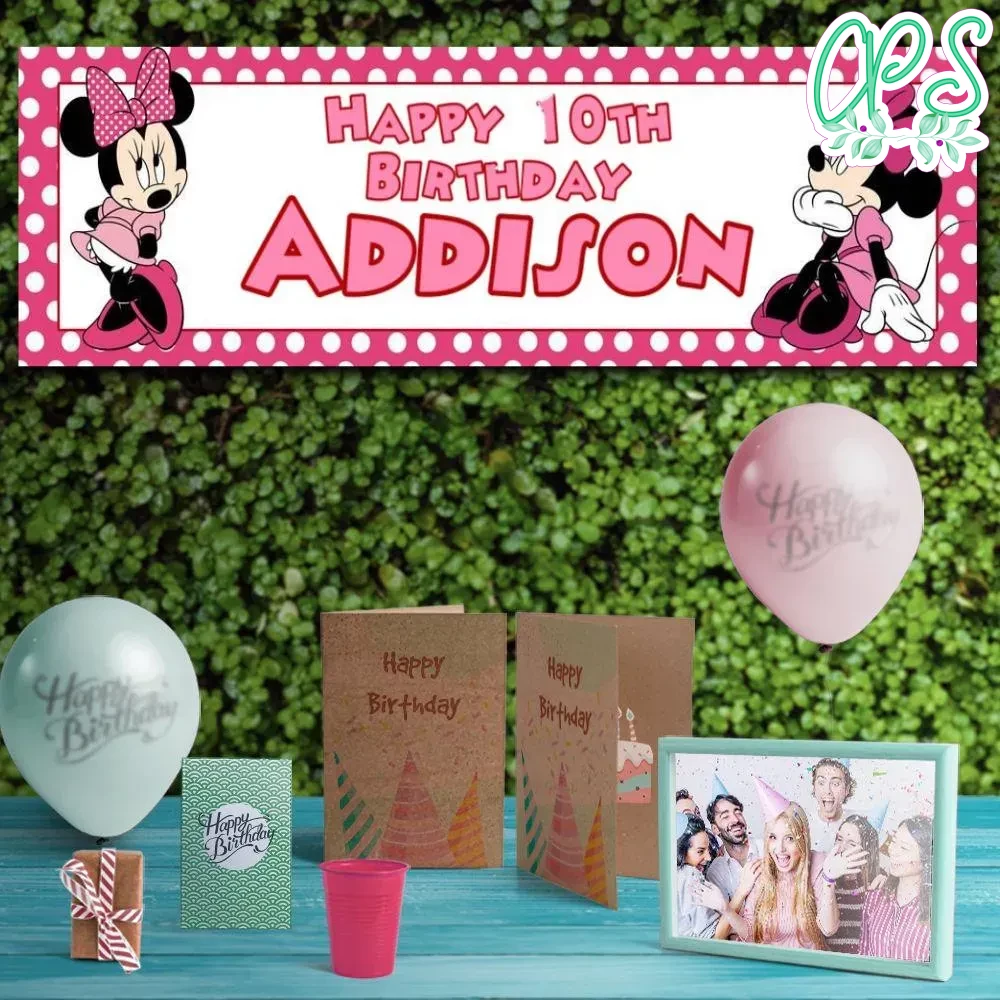 Minnie Mouse Birthday Banner Printable Instant Download | Partyinvitedesign