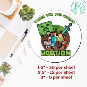 Customized Minecraft Printed Happy Birthday Sticker Sheets
