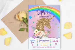 Unicorn Magical birthday invitation