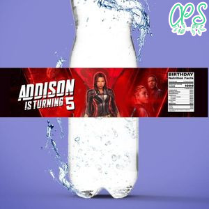 Black Widow Birthday Water Bottle Label Template to Print at Home Instant Download