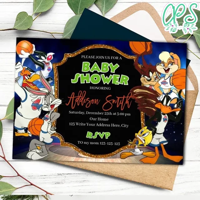 Space jam Baby Shower Invitation Template Customizable DIY