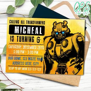 Editable Bumblebee Invitation - Transformers Invitation Instant Download