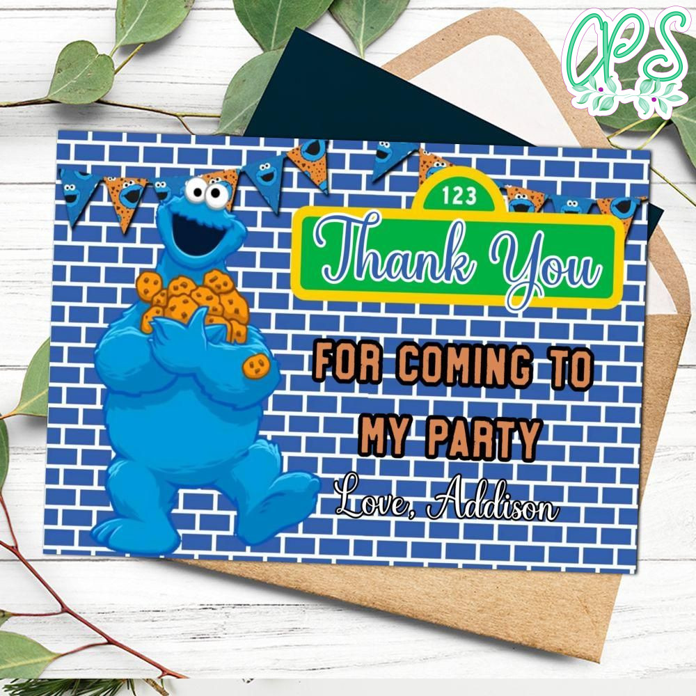 Cookie Monster Thank you card Template to Print at Home CustomPartyShirts