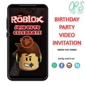 Roblox Video Invitation Digital Template Customizable Instant Download